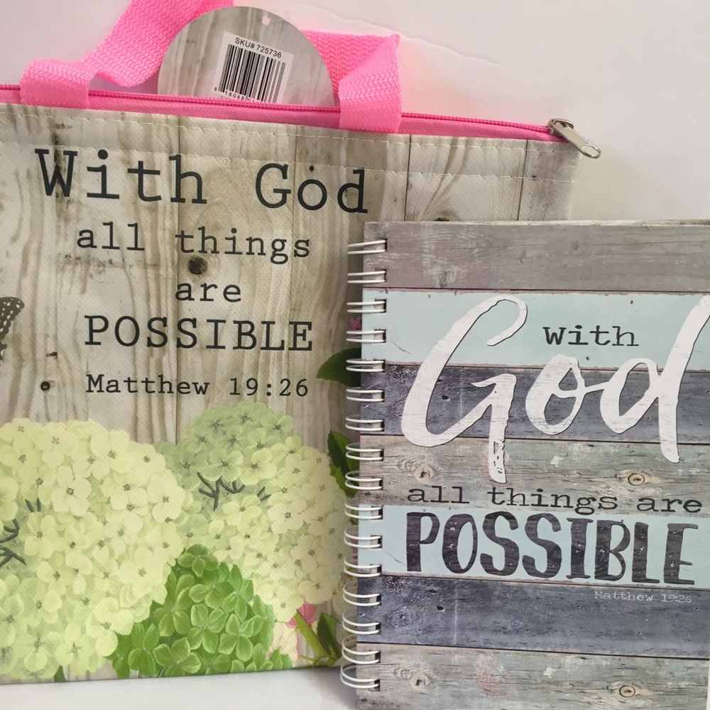 Marla Rae journal with God Lunch bag with God all